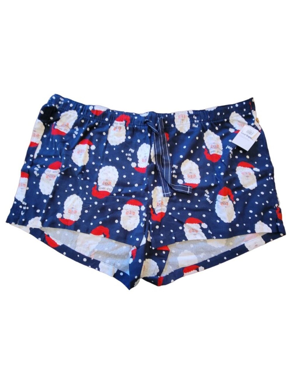 Blue Santa Shorts Flannel Sleep Lounge Pajamas Womans Size LT JJ2163